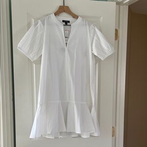 J. Crew White Mini Dress with Flounced Hem